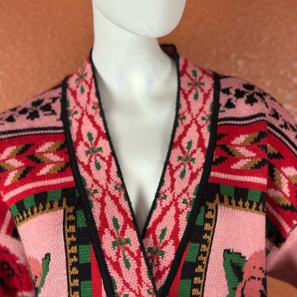 Farm Rio Floral Knit Cardigan Sweater - Pink and Red - Picture 9 of 17